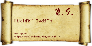 Mikló Iván névjegykártya
